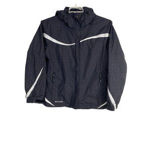 Columbia Womens Jacket Adult Size Large Hood Pockets Gray Rain Coat Buttons